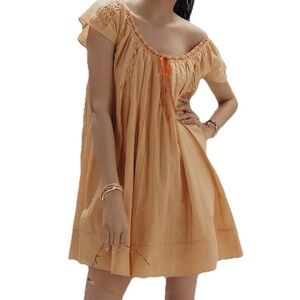 NWT Anthropologie Tie Mini Swing Dress S Orange Whimsical Cottage Milkmaid $178